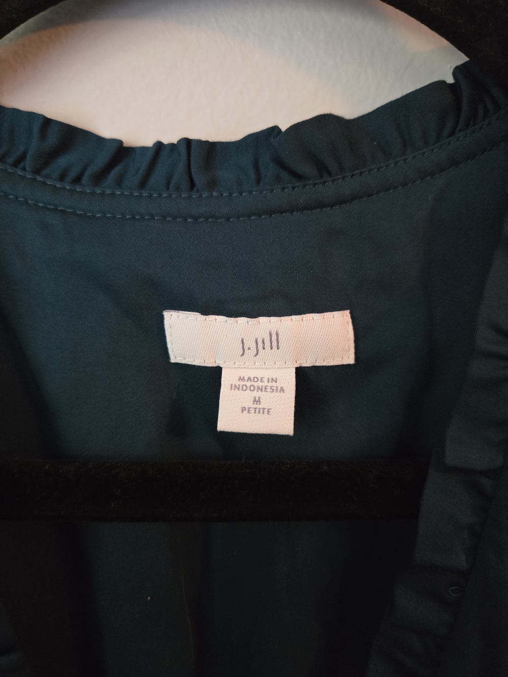 J. Jill Teal Green Ecovero Viscose Maxi Dress Smocked Faux Wrap Medium Petite - Picture 8 of 10